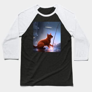 Futuristic Fishing of a Cat Baseball T-Shirt